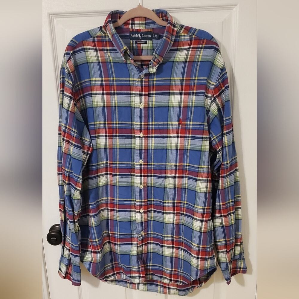 Ralph Lauren Multicolor Plaid Button Down Classic Fit Long Sleeve Big & Tall XLT